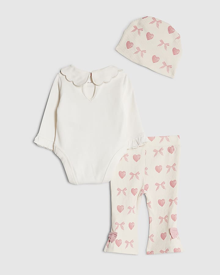 Baby Girls White 3 Piece Turban Set
