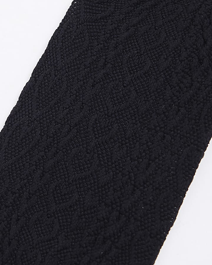 Girls Black Heart Cable Knit Tights
