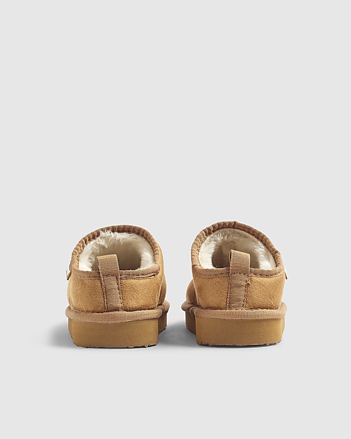 Boys Beige Faux suede Snug Slippers