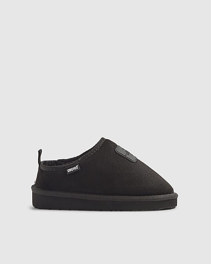 Boys Black Faux Suede Snug Slippers