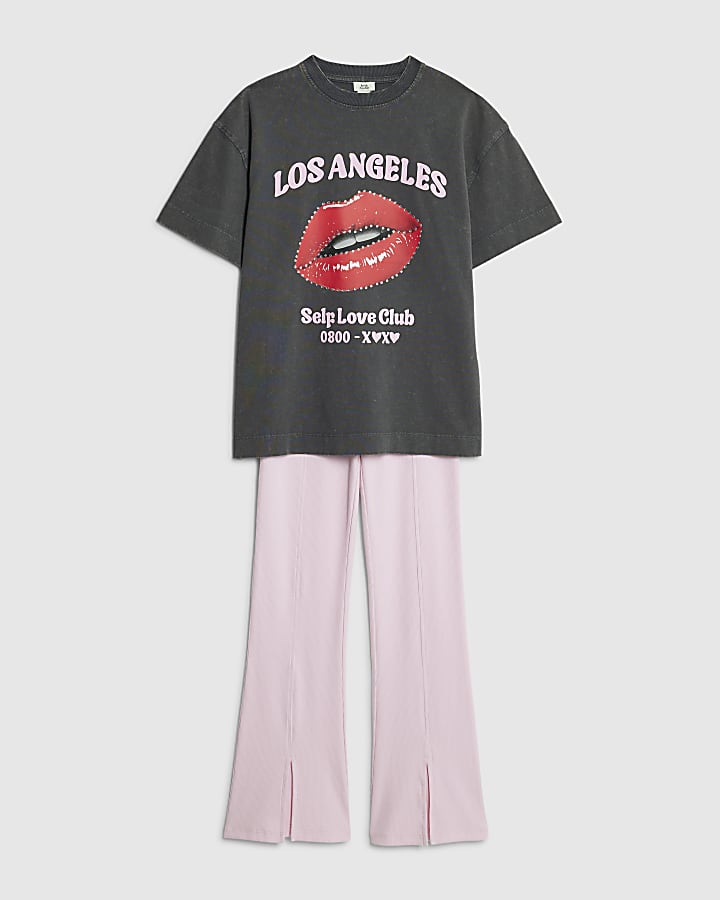 Girls Grey Los Angeles T-Shirt Set