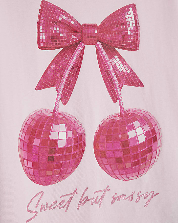 Girls Pink Bow T-Shirt Set