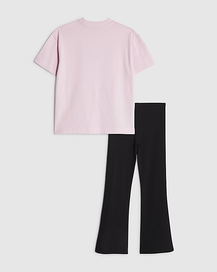 Girls Pink Bow T-Shirt Set