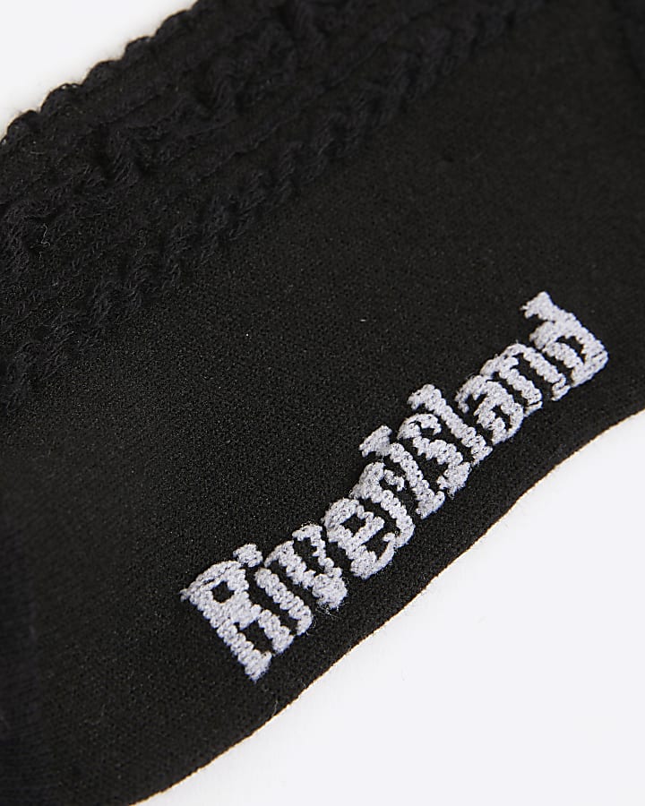 Girls Black Pack Of 2 Bow Back Ankle Socks