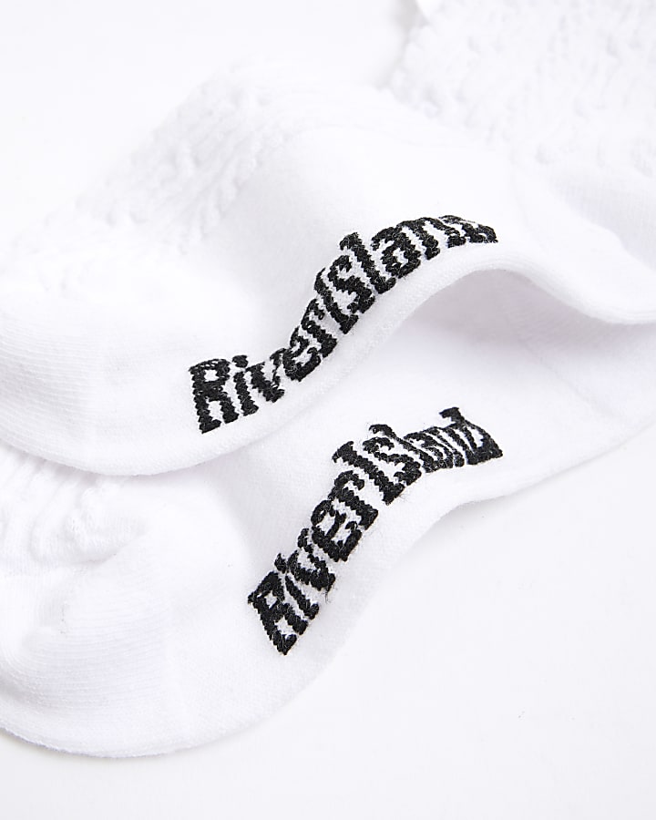 Girls White Pack Of 2 Bow Back Ankle Socks