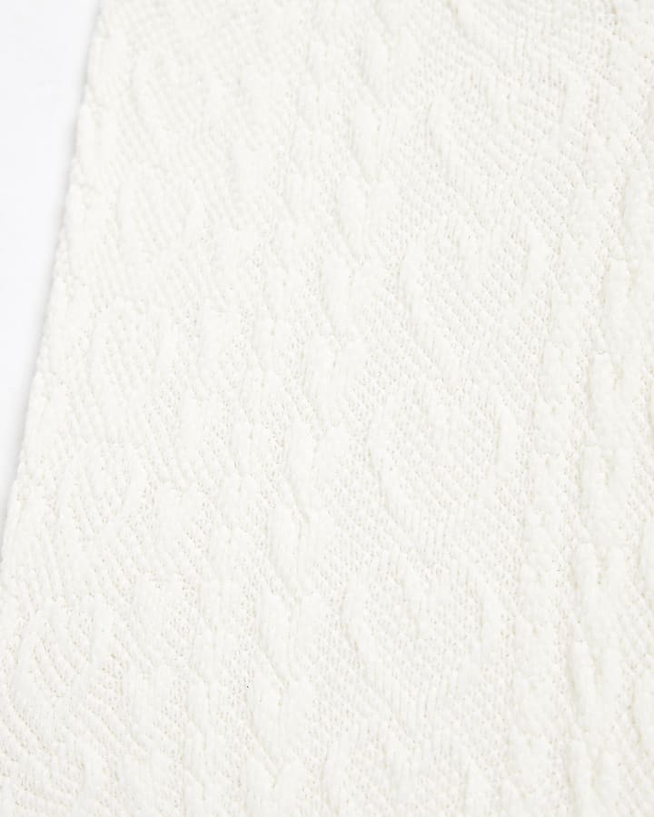 Girls Cream Heart Cable Knit Tights