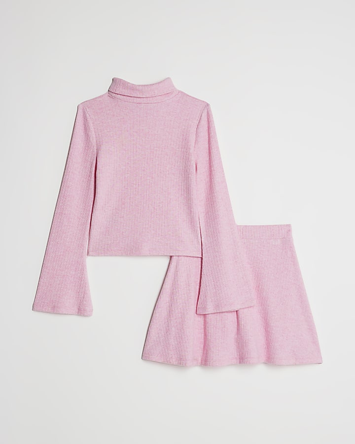 Girls Pink Cosy Top And Skort Set
