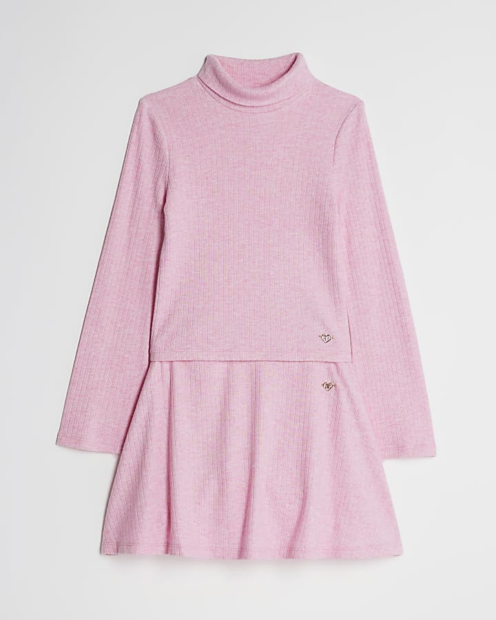 Girls Pink Cosy Top And Skort Set