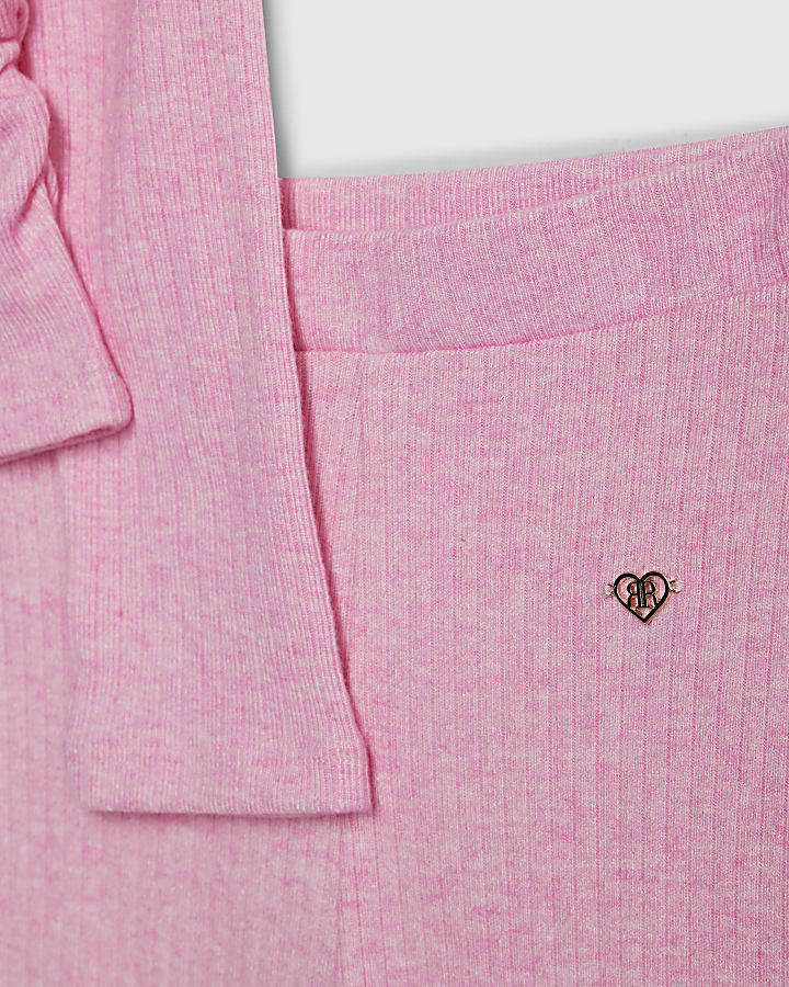 Girls Pink Ruched Cosy Top Set
