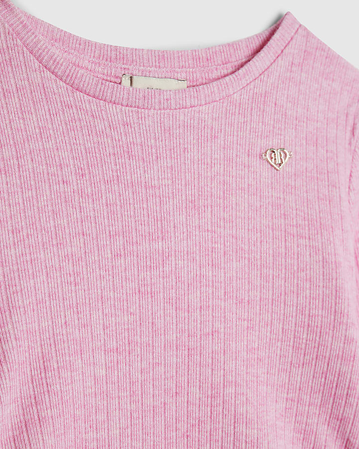 Girls Pink Ruched Cosy Top Set