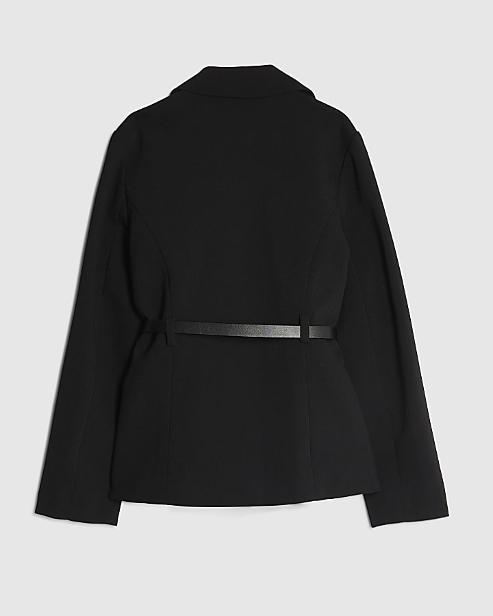 Girls Black Belted Blazer