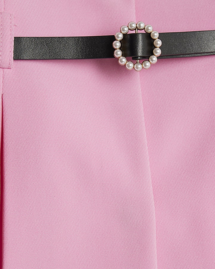 Girls Pink Belted Blazer