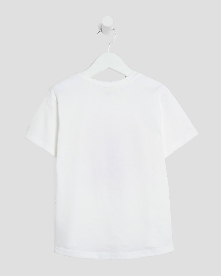 Mini Girls White Graffiti Bear T-Shirt