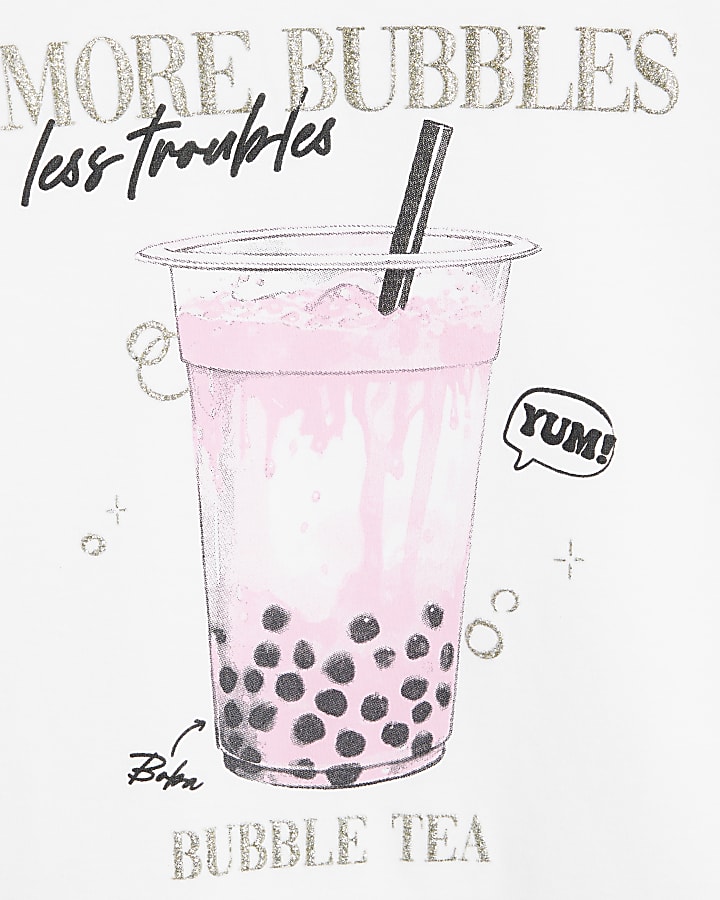 Mini Girls White Bubble Tea T-Shirt