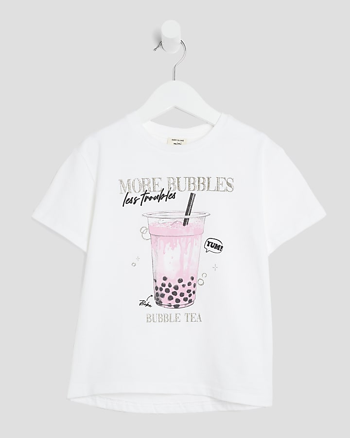 Mini Girls White Bubble Tea T-Shirt