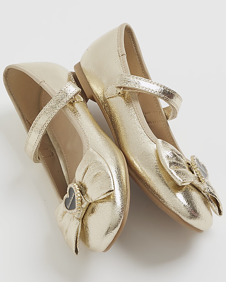 Girls Gold Ballet Pumps