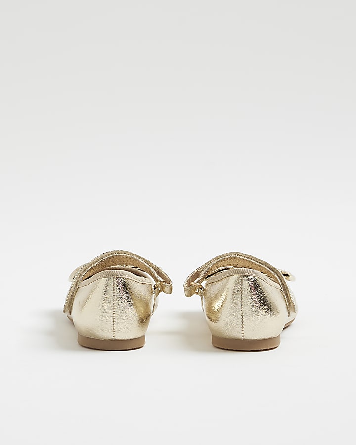 Girls Gold Ballet Pumps