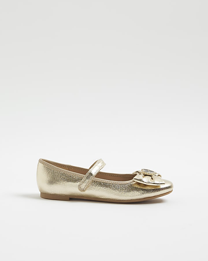 Girls Gold Ballet Pumps