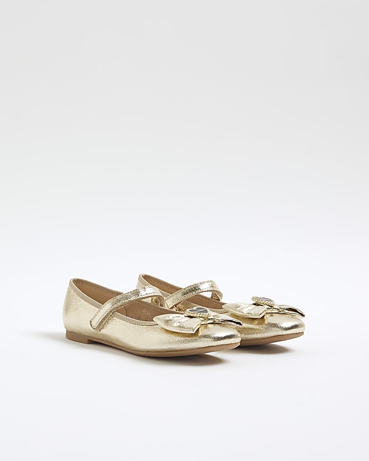 Girls Gold Ballet Pumps