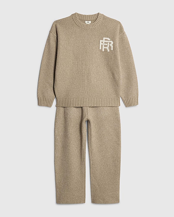 Boys Beige RR Knit Jumper Set