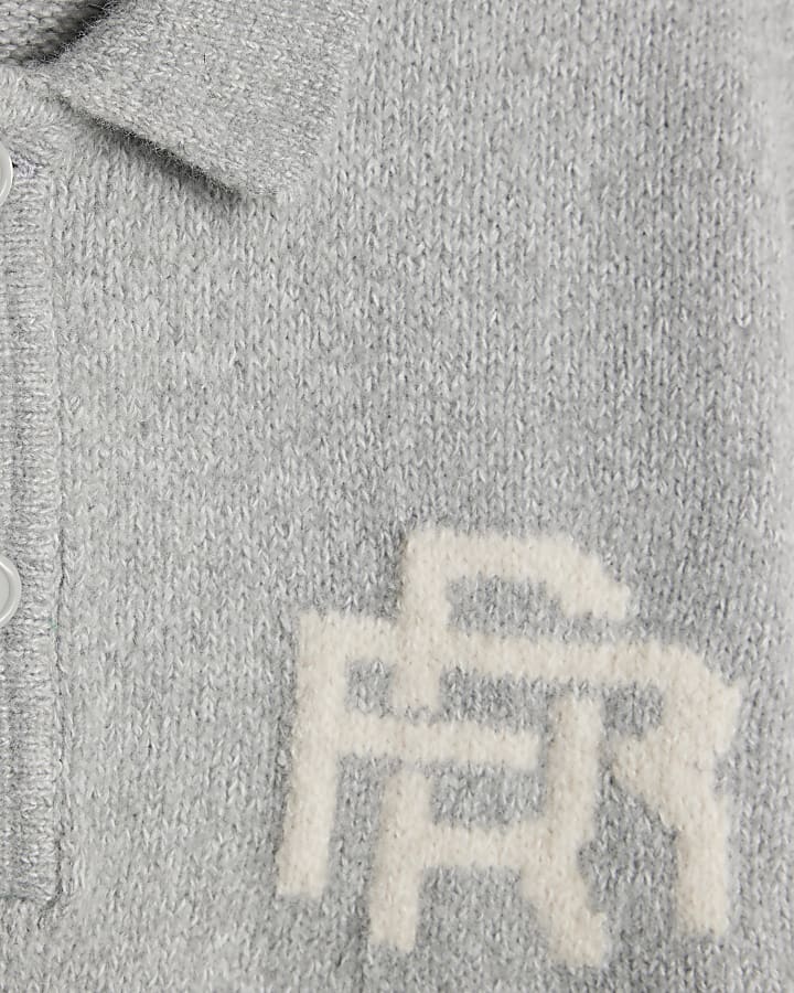 Boys Grey Knit RR Polo Shirt