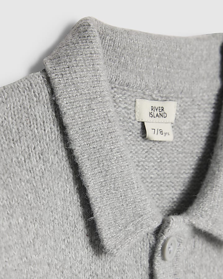 Boys Grey Knit RR Polo Shirt