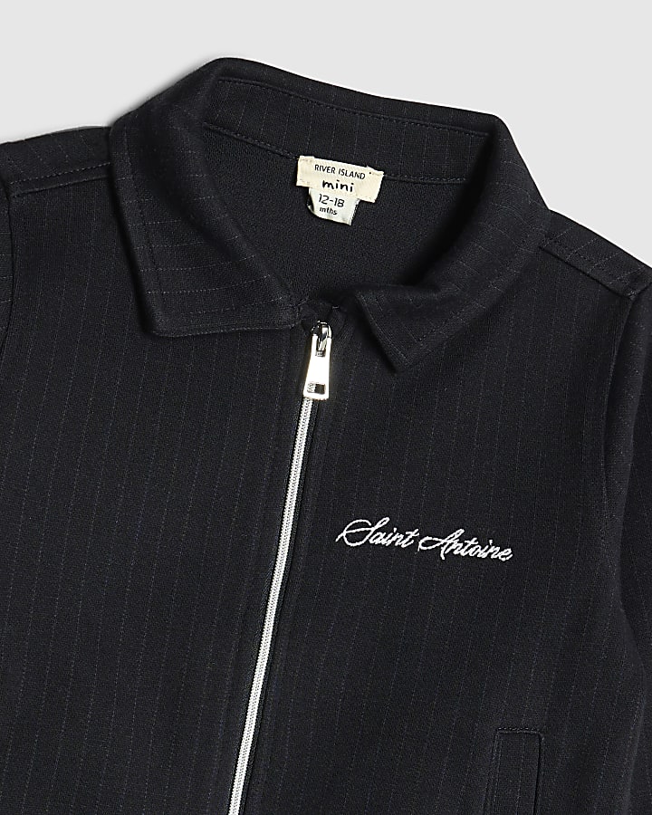 Mini Boys Navy Pinstripe Shirt 3 Piece Set