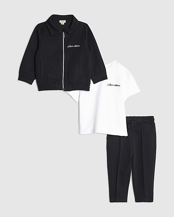 Mini Boys Navy Pinstripe Shirt 3 Piece Set
