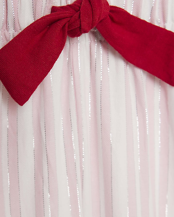 Girls Pink Stripe Scallop Collar Pyjamas