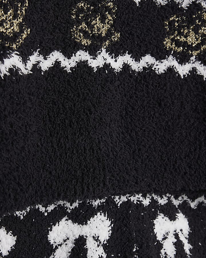 Girls Black Cosy Fairisle Loungewear Set