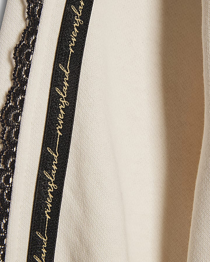 Mini Girls Cream Lace Zip Through Jacket Set