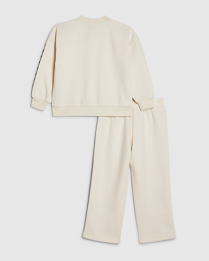 Mini Girls Cream Lace Zip Through Jacket Set