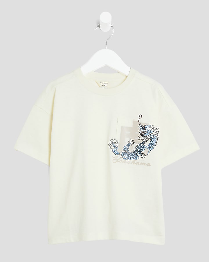 Mini Boys Ecru Japanese Pocket T-Shirt
