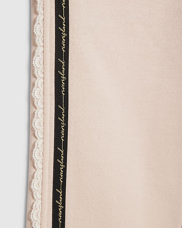 Mini Girls Pink Lace Zip Through Jogger Set