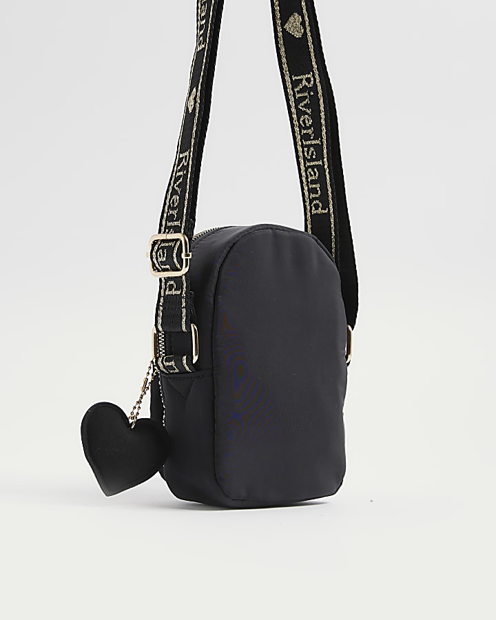 Girls Black Embellished Cross Body Bag