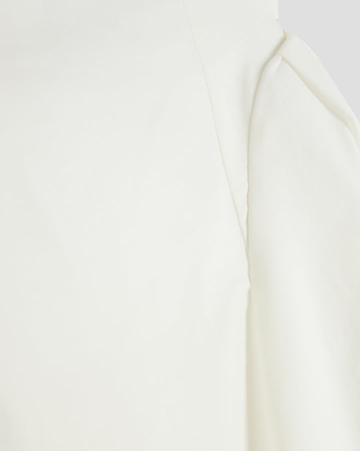 Girls White Diamante Bow Skater Dress