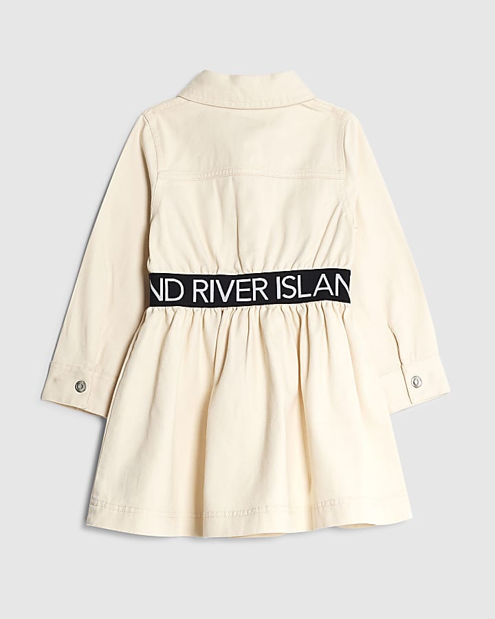 Mini Girls Cream RI Waistband Dress