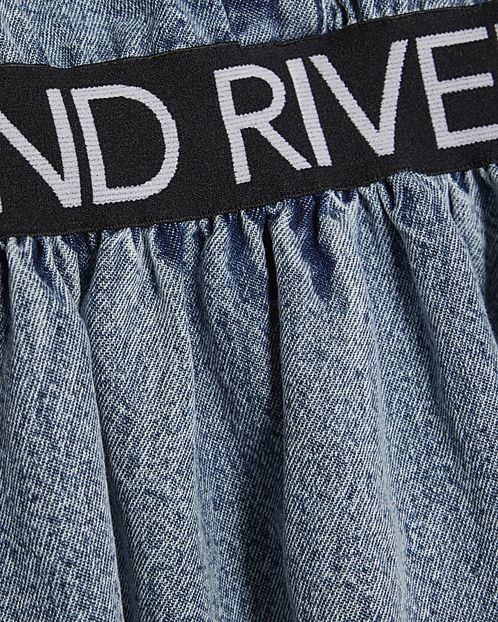 Mini Girls Blue RI Waistband Dress