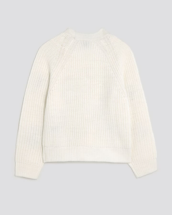 Girls Cream Knitted 3D Fruit Cardigan