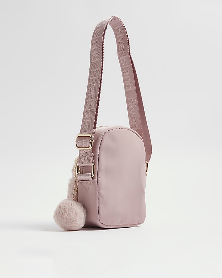 Girls Pink Borg Doodle Cross Body Bag