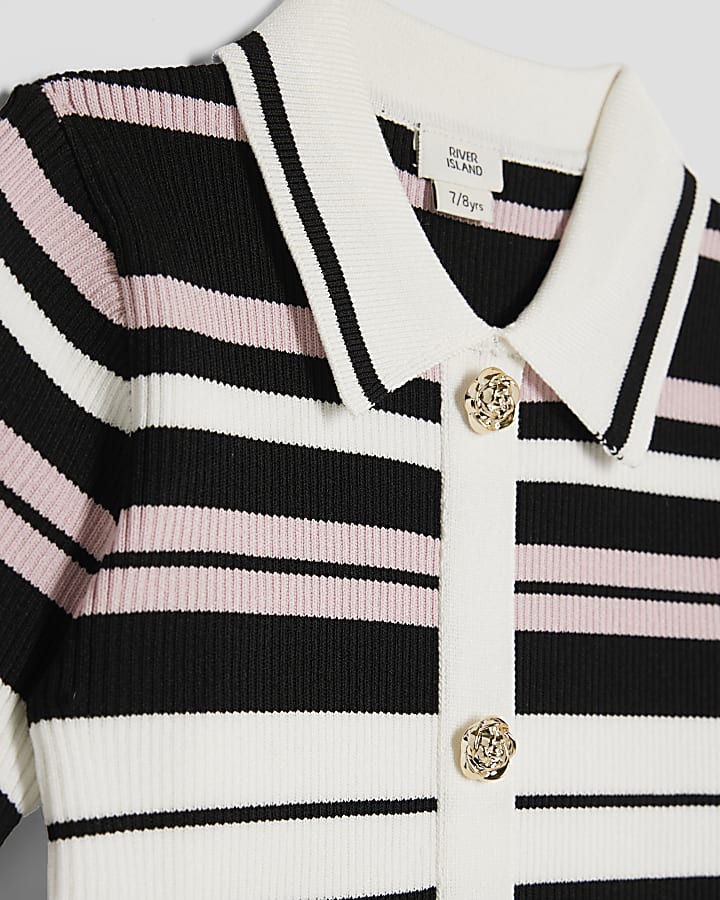 Girls Pink Striped Polo Dress