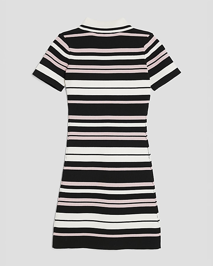 Girls Pink Striped Polo Dress