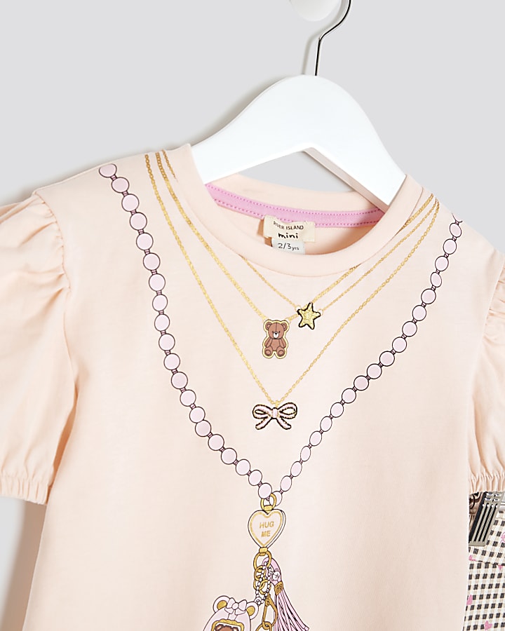 Mini Girls Pink Necklace T-Shirt Set