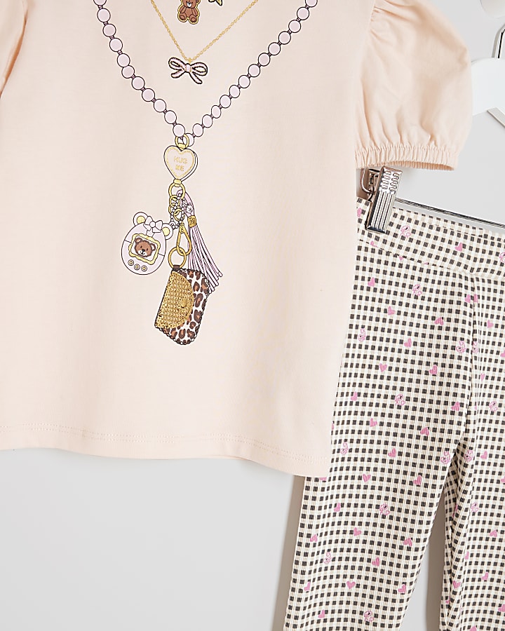 Mini Girls Pink Necklace T-Shirt Set