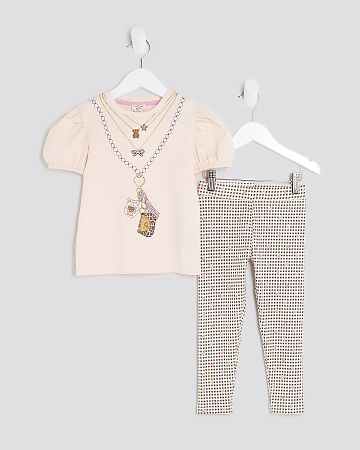 Mini Girls Pink Necklace T-Shirt Set
