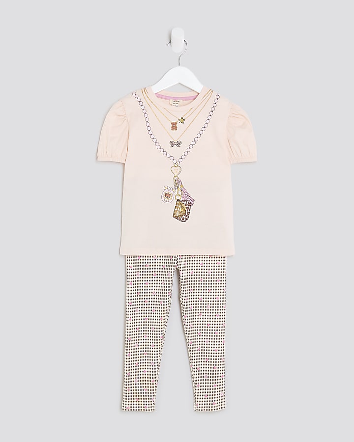 Mini Girls Pink Necklace T-Shirt Set