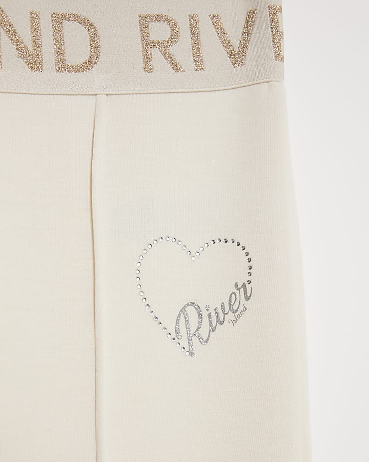 Girls Cream Premium Zipped Hoodie Set