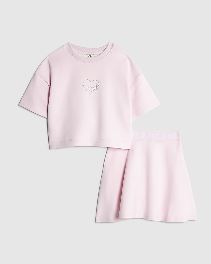 Girls Pink Premium Skirt Set