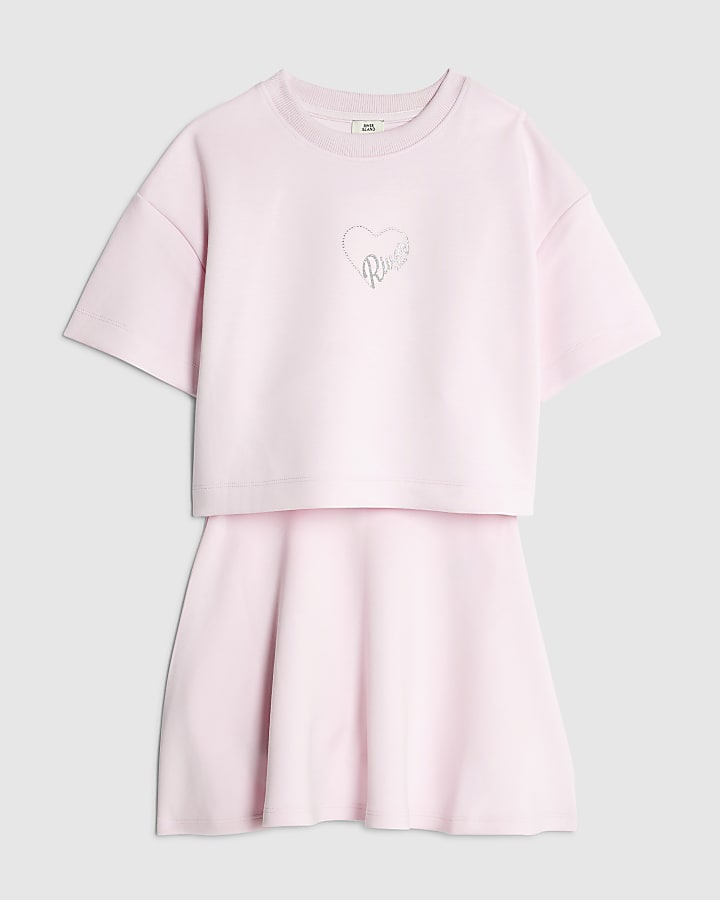 Girls Pink Premium Skirt Set