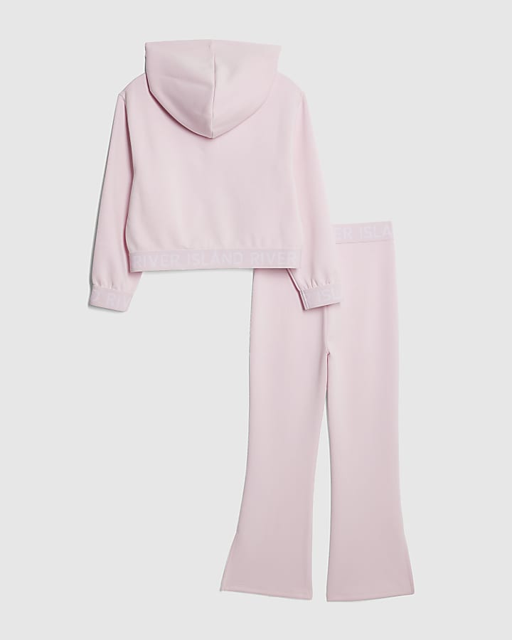 Girls Pink Premium Zipped Hoodie Set